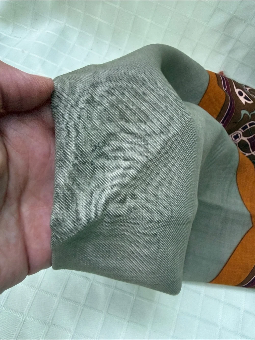 Vintage Anne Klein Wool Scarf in Sage, Rust & Mustard